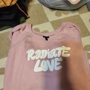 Torrid Blush Crew Neck Sweater with Love Print